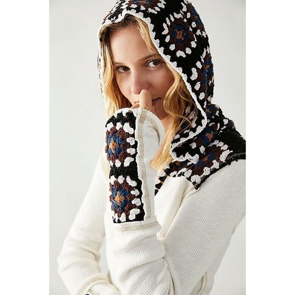 Free People Roswell Cuff Blouse Top Hoodie Crochet Ribbed Long Sleeve S 282404 - Picture 1 of 11